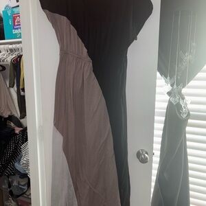 Delirious Asymmetrical Dress in Black, Brown, and White